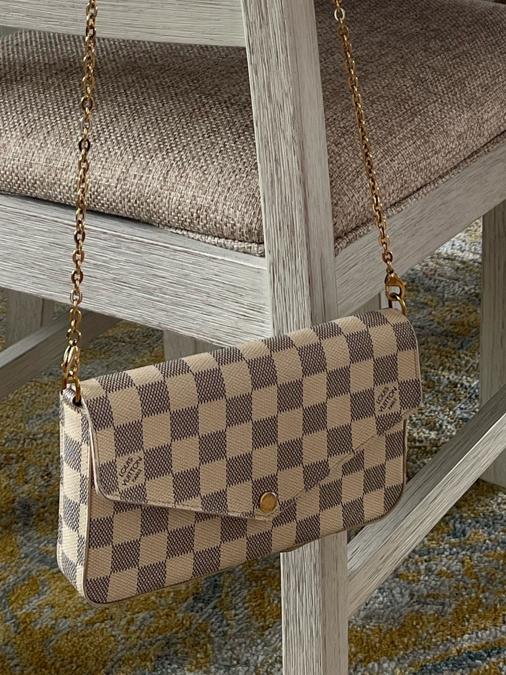 Louis Vuitton Damier Azur Pochette Felicie Crossbody Bag & Wallet Inserts - Picture 7 of 16